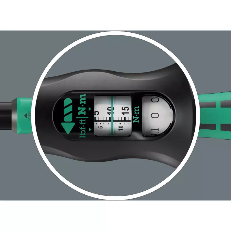 Drehmomentschlüssel mit Durchsteckvierkant Click-Torque Lock A 6 R/L schwarz/grün, Abtrieb 1/4 Bit-Aufnahme, 2,5 bis 25Nm