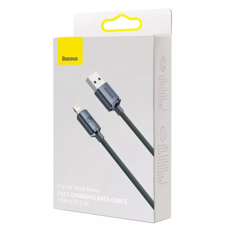 Kabel Baseus Crystal Shine USB do Lightning, 2,4A, 2m (czarny)