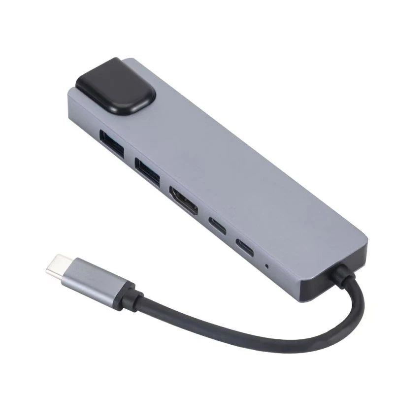 GEMBIRD USB Type-C 6-w-1 adapter wieloportowy A-CM-COMBO5-06 — HDMI, PD 54W, Gigabit LAN, 2× USB-A, Type-C (5 Gbit/s)