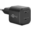 Ładowarka ścienna GOOBAY 75333 — uniwersalna wewnętrzna ładowarka AC USB-C, 2x USB-C, 35 W, czarna