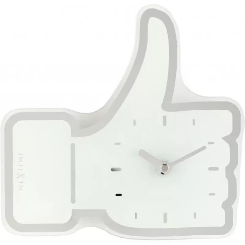 Zegar NeXtime 5185wi Mini Thumbs Up, 20,5x21 cm, ścienny, biały/srebrny