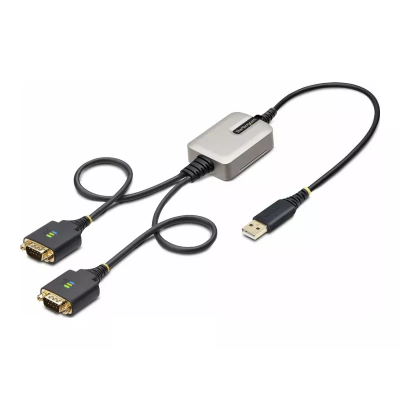 StarTech.com adapter kablowya USB na szeregowe 2-portowy 2ft (60cm), wymienne śruby/nakrętki DB9, zachowanie COM, USB-A na DB9 RS232, FTDI, ochrona ESD poziomu 4, Windows/macOS/ChromeOS/Linux - wytrzymała konstrukcja TPE
