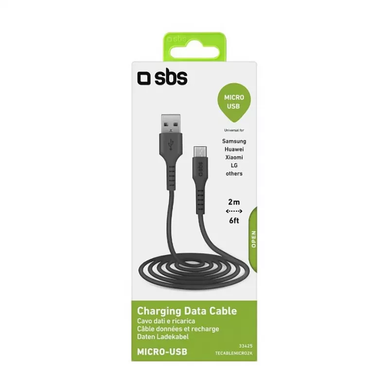 SBS TECABLEMICRO2K 2m USB A Micro-USB B Męski Męski Czarny Kabel USB (TEKabelMICRO2K)