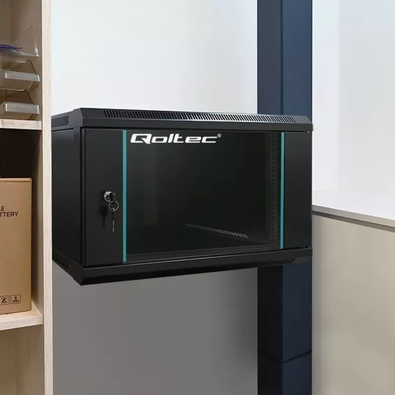 Szafa rack 19 inch QOLTEC 54464 12U 600x635x450 Czarna