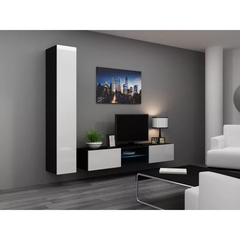 Cama pełna Szafka VIGO '180' 180/40/30 biały/czarny połysk