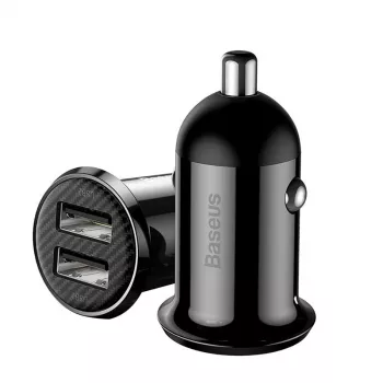 Ładowarka samochodowa Baseus Gain Pro Universal Czarny — 2× USB 2.0, 2.4 A na port, wejście 12–24 V, wyjście 5 V
