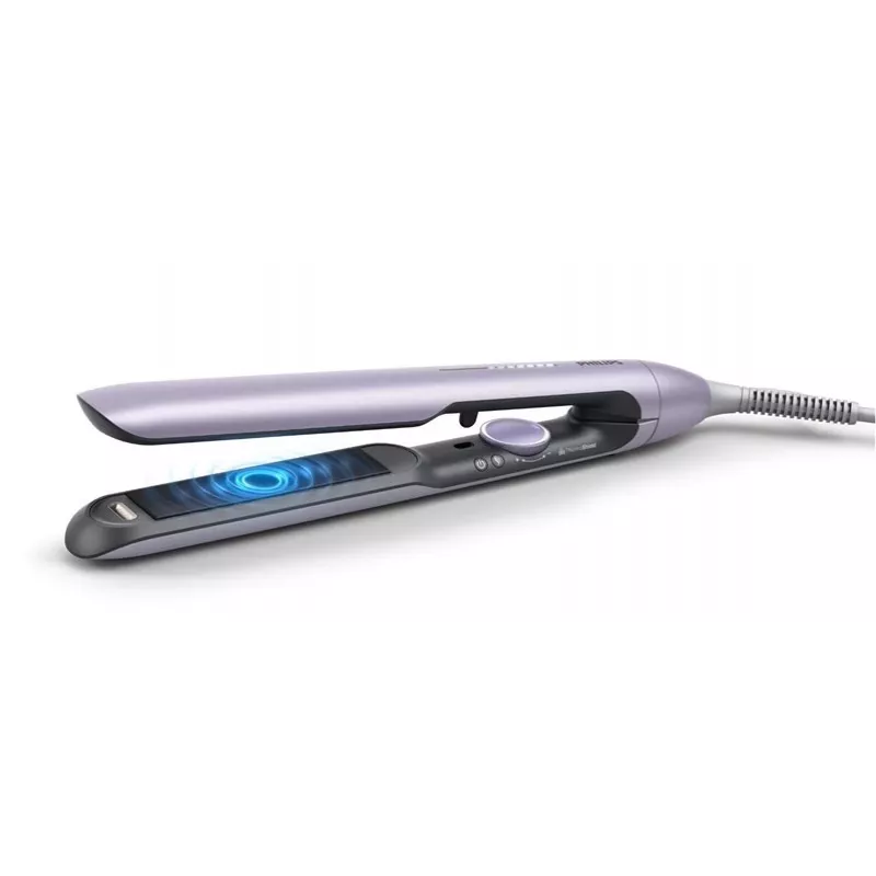 Prostownica Philips BHS742/00 (seria 7000) — płytki ceramiczne, 12 poziomów temperatury, 120–240 V, przewód 2 m, fioletowa