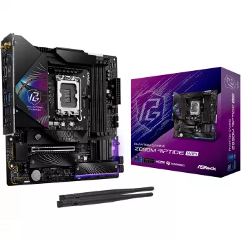 Płyta główna ASRock Phantom Gaming Z890M Riptide WiFi — Intel Z890, LGA1851, microATX, DDR5, 4x DIMM, 256GB, Wi‑Fi 6E, LAN 2.5Gb
