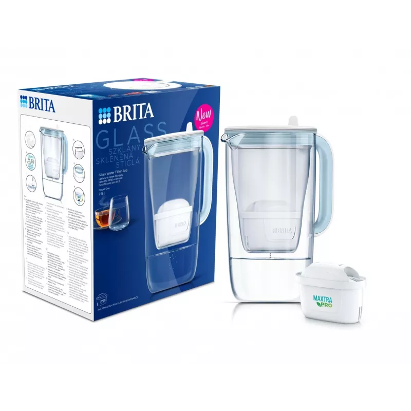 Dzbanek filtrujący wodę BRITA 1050452, MAXTRA, zbiornik 2,5 L (1,4 L przefiltrowanej), niebiesko-biały