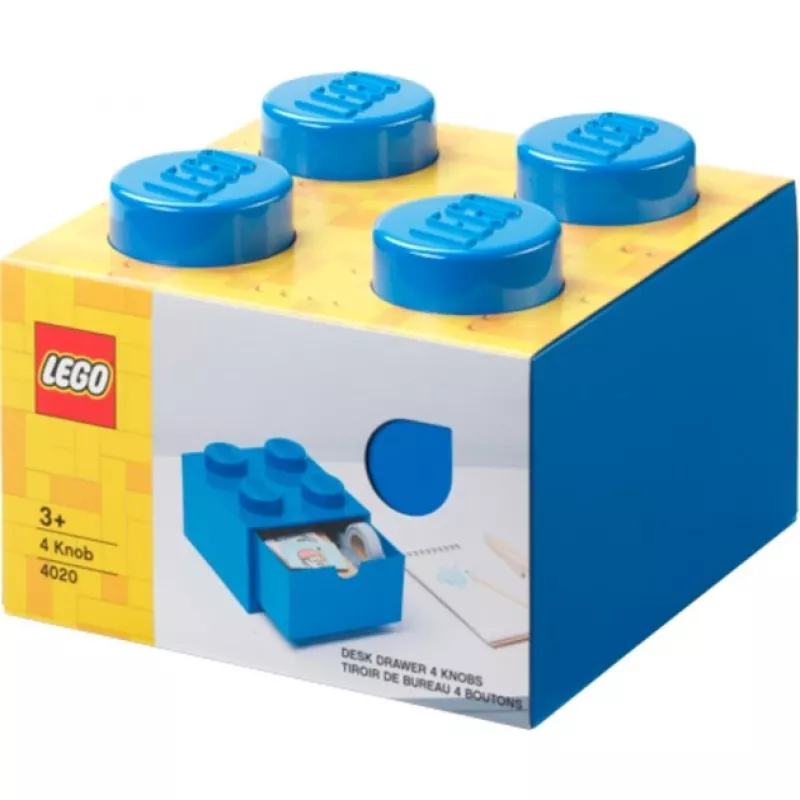 Szufladka na biurko LEGO 4, Pudełko do przechowywania niebieskie, wypustki
