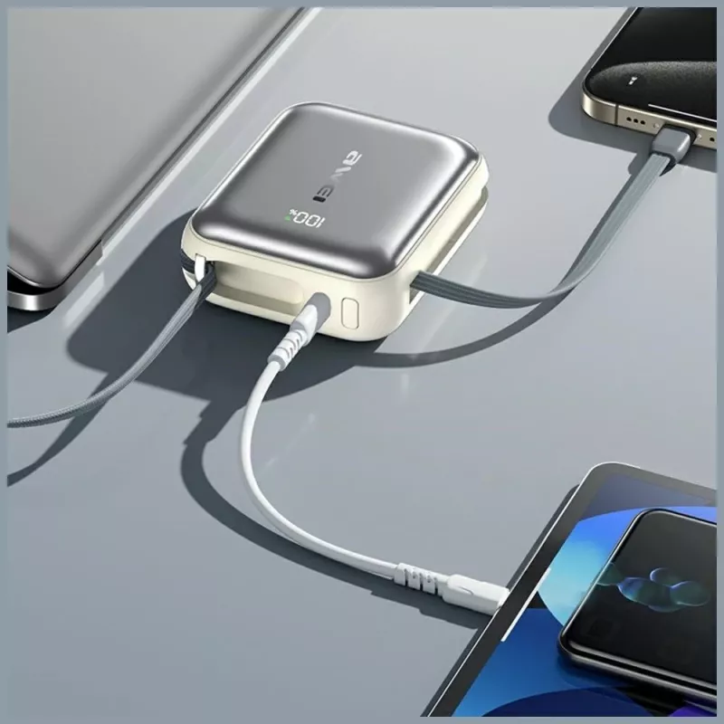 Przenośny powerbank Awei C03 20000mAh z wyjściem 45W i zintegrowanym kablem USB-A/USB-C