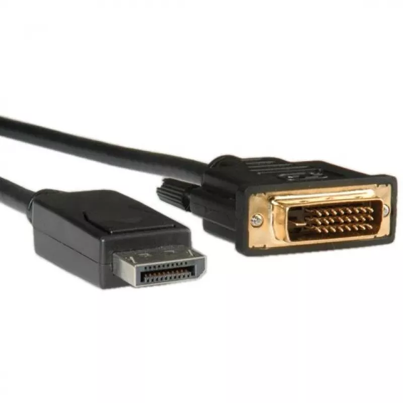 ROLINE - Kabel wideo - DisplayPort (M) - DVI-D (M) - 1 m (DisplayPort 1.1) - Śruby radełkowane - Czarny (11.04.5771)