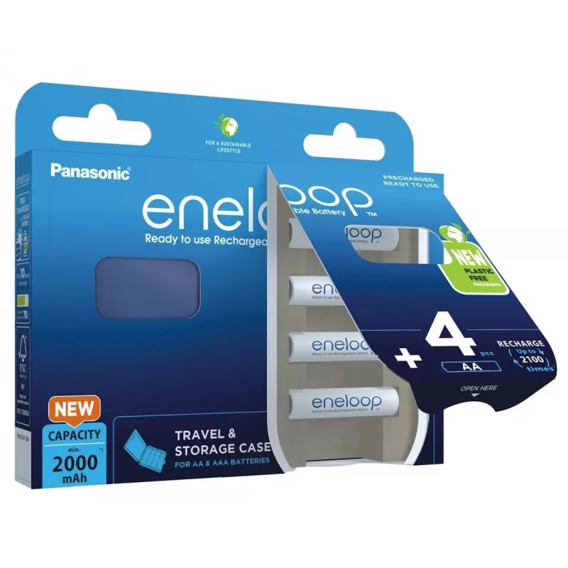 Akumulatory PANASONIC ENELOOP AA 2000 mAh 4 szt. + etui (BK-3MCDE/4CP+CASE)