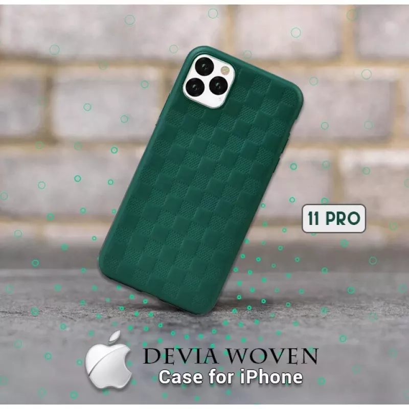 Ochronne miękkie etui Devia Woven2 do iPhone 11 Pro, zielone