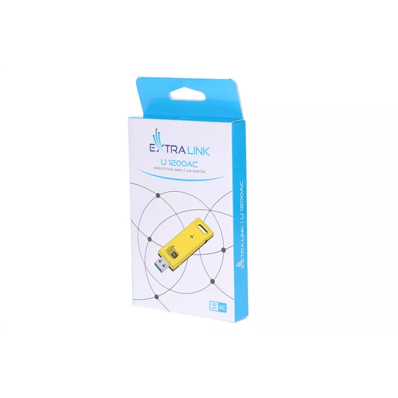 Bezprzewodowy adapter USB Extralink U1200AC AC1200 Dual Band, żółty plastik