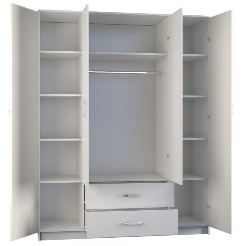 Topeshop ROMANA 160 BIEL KPLB bedroom wardrobe/closet 11 shelves 4 drzwi(s) biały