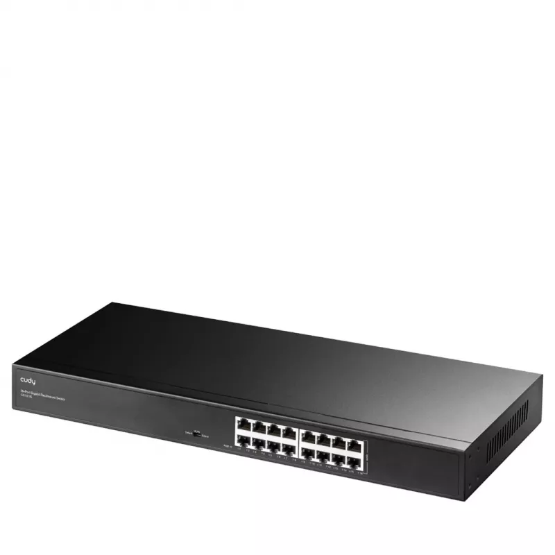 Przełącznik sieciowy Cudy GS1016L — 16-portowy Gigabit Ethernet (10/100/1000), 32 Gbit/s przełączania, do montażu w szafie rack