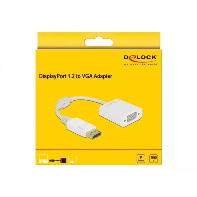 Adapter DisplayPort 1.2 męski na VGA żeński DeLOCK 61007