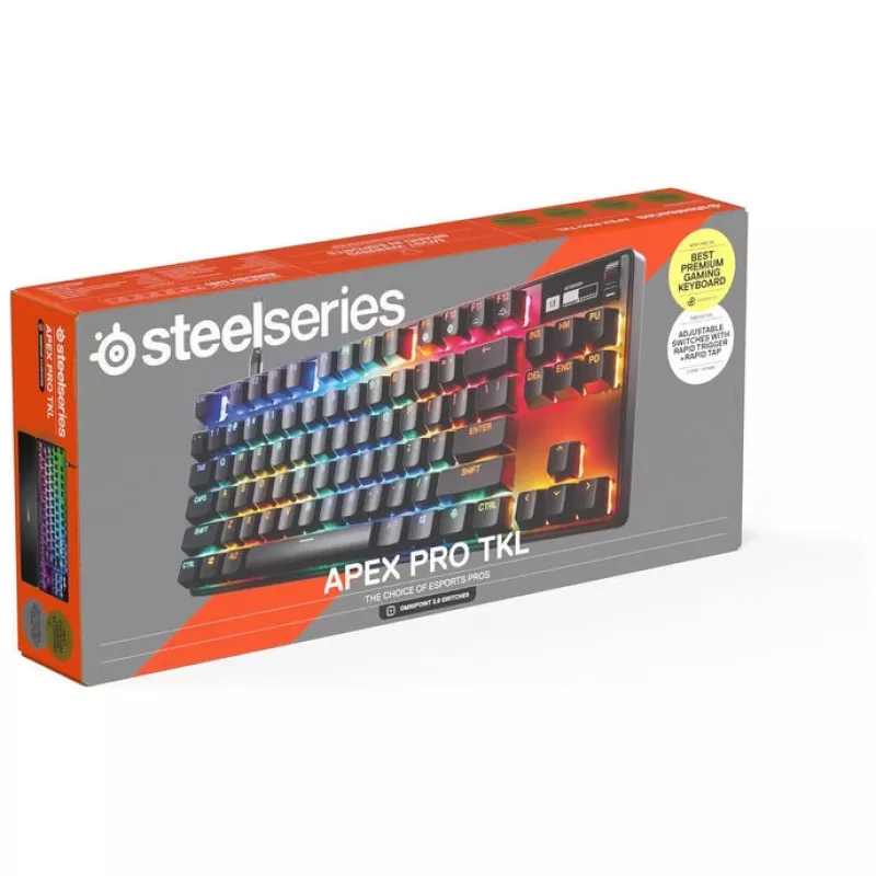 Mechaniczna klawiatura gamingowa STEELSERIES Apex Pro TKL Gen 3 OmniPoint — Tenkeyless, regulowany skok, kompaktowy układ
