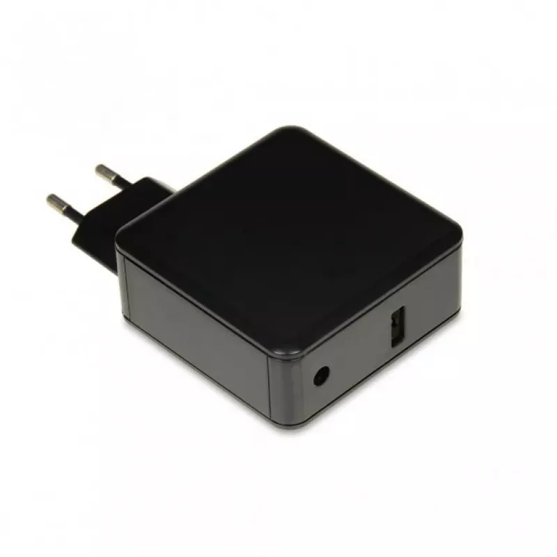 Zasilacz laptopowy IBOX IUZ65WA, AC-DC automatyczny 100–240V → 18.5–20.5V, 65W, 1×USB, czarny
