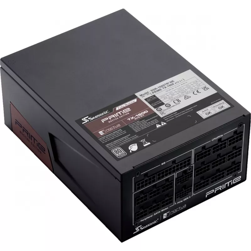 PRIME TX-1600 Noctua Edition, Zasilacz PC czarny, 2x 12-pin GPU, 6x PCIe, Cable-Management, 1600 W