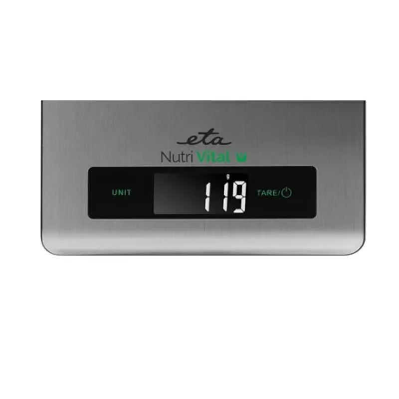 Elektroniczna waga kuchenna ETA Nutri Vital Metallic Rectangle — nośność 5 kg, dokładność 1 g, LCD