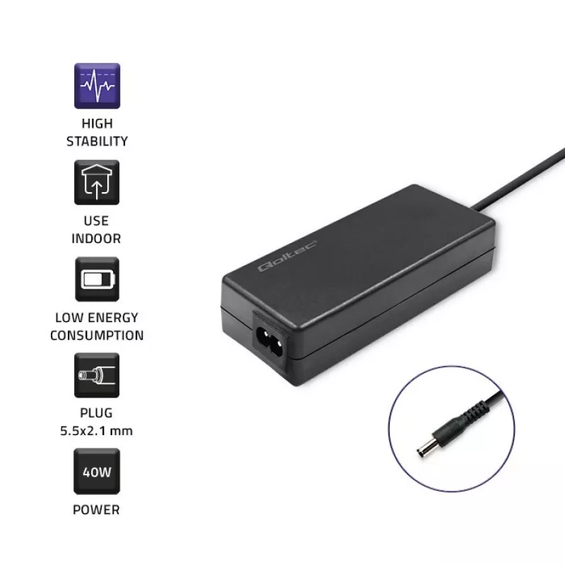 Zasilacz sieciowy AC 40W 12V, 3,33A, 5,5x2,1