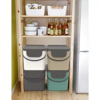 Pojemnik na odpady rotho Albula 40 L prostokątny plastikowy, zielony, 40 L, 400×358×340 mm