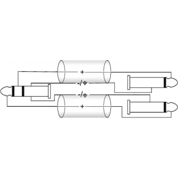 adapter kablowyowy Omnitronic 3,5 mm na 2×6,3 mm, 6 m, czarny