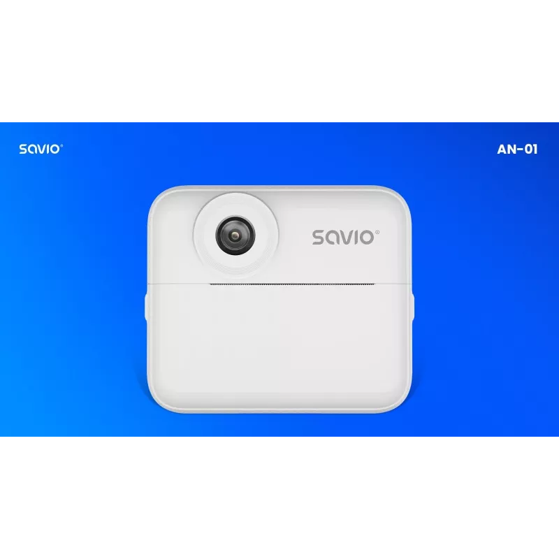 Aparat natychmiastowego druku SAVIO AN-01 dla dzieci, biały, 2,4-calowy LCD, MicroSDHC do 32 GB, USB-C, bateria 1200 mAh, bez wbudowanej lampy błyskowej
