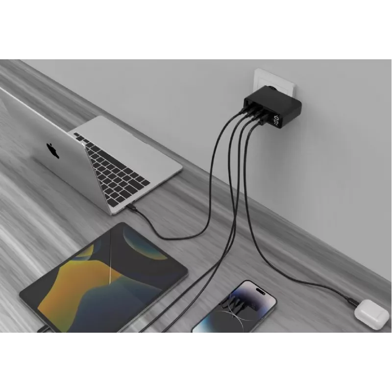 Gembird TA-UC-PDQC100LCD-01-BK ładowarka do urządzeń mobilnych Laptop, Smartfon Czarny AC Szybkie ładowanie Wewnętrzna