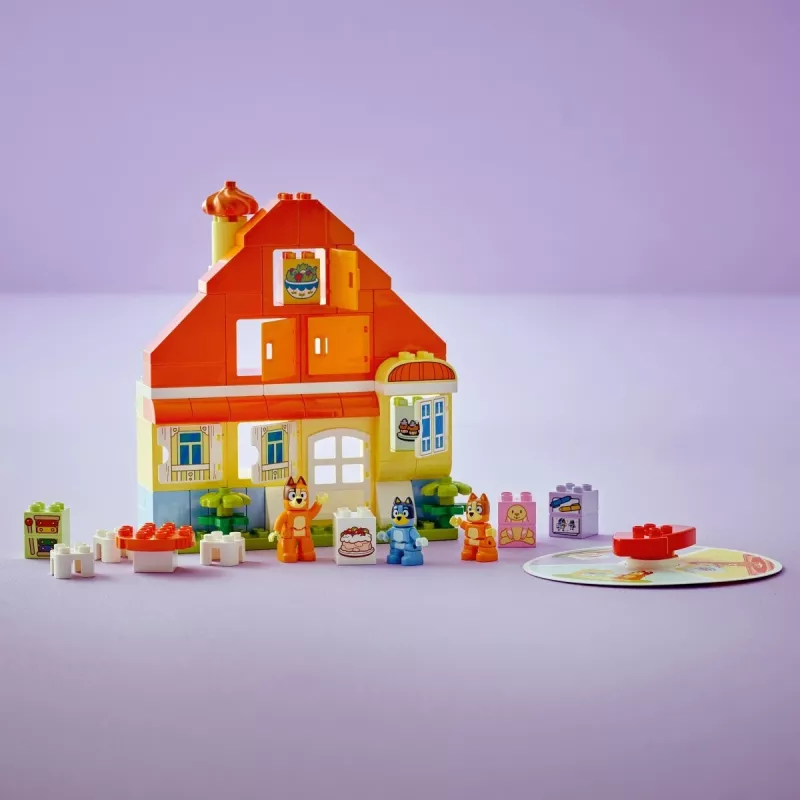Klocki LEGO Bluey Dom Rodzinny z grą memory 10459 — 83 elementy, 3 minifigurki, wiek 3+