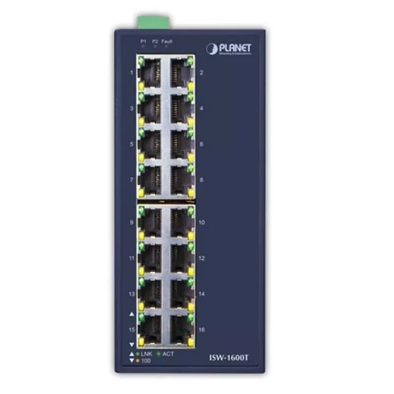 Przełącznik sieciowy PLANET ISW-1600T Niezarządzalny Fast Ethernet (10/100) Niebieski