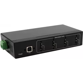 Koncentrator USB Exsys EX-11214HMVS — 4-portowy metalowy koncentrator z ochroną ESD 15 kV