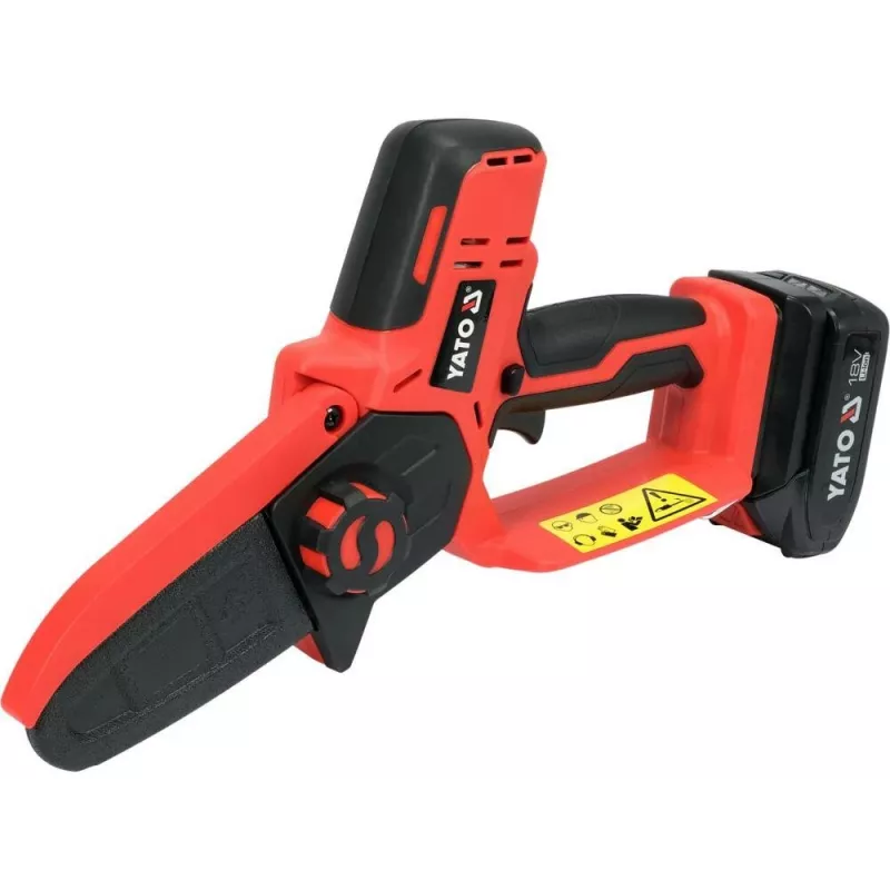 Pilarka łańcuchowa akumulatorowa YATO YT-828135 — 18V Li-Ion 2Ah, prowadnica 10 cm, 3200 obr./min, prędkość łańcucha 4,8 m/s, 26 ogniw