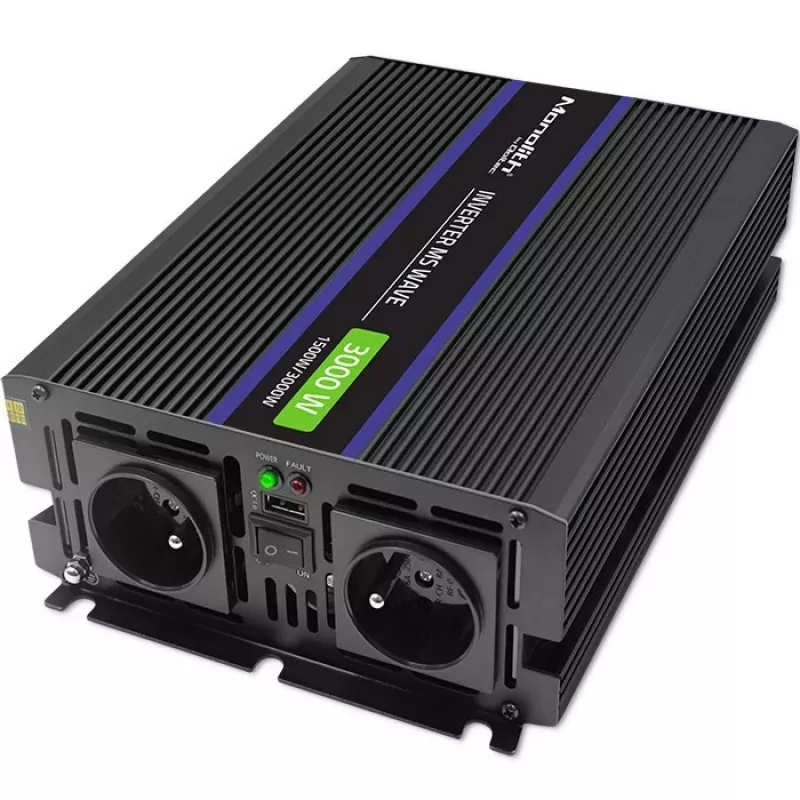 Przetwornica napięcia QOLTEC Monolith 3000 MS Wave, 12V→230V, 1500/3000W, z USB