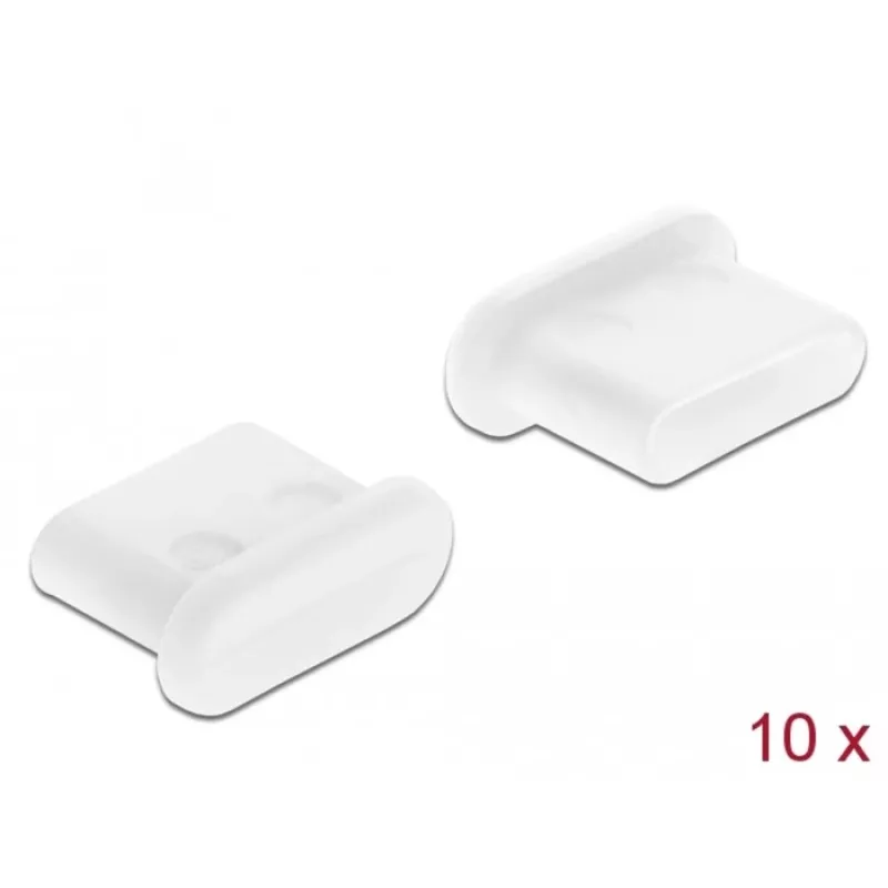 Osłona przeciwkurzowa na żeńskie złącze USB Type-C DeLOCK 64095, 10 sztuk, biała