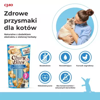 INABA Churu Bites Kurczak z tuńczykiem i przegrzebkami - przysmaki dla kota - 3x10 g