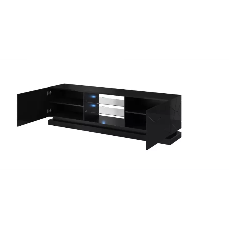 Cama szafka TV QIU 200 MDF czarny połysk/czarny połysk
