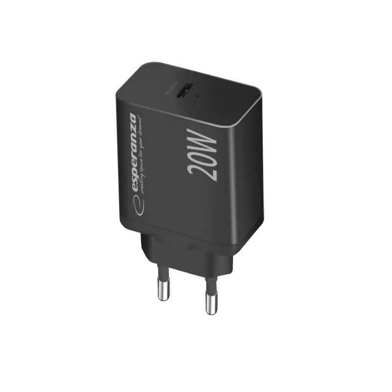 Ładowarka sieciowa ESPERANZA EZC104K 20W Czarna, zasilacz USB do urządzeń przenośnych