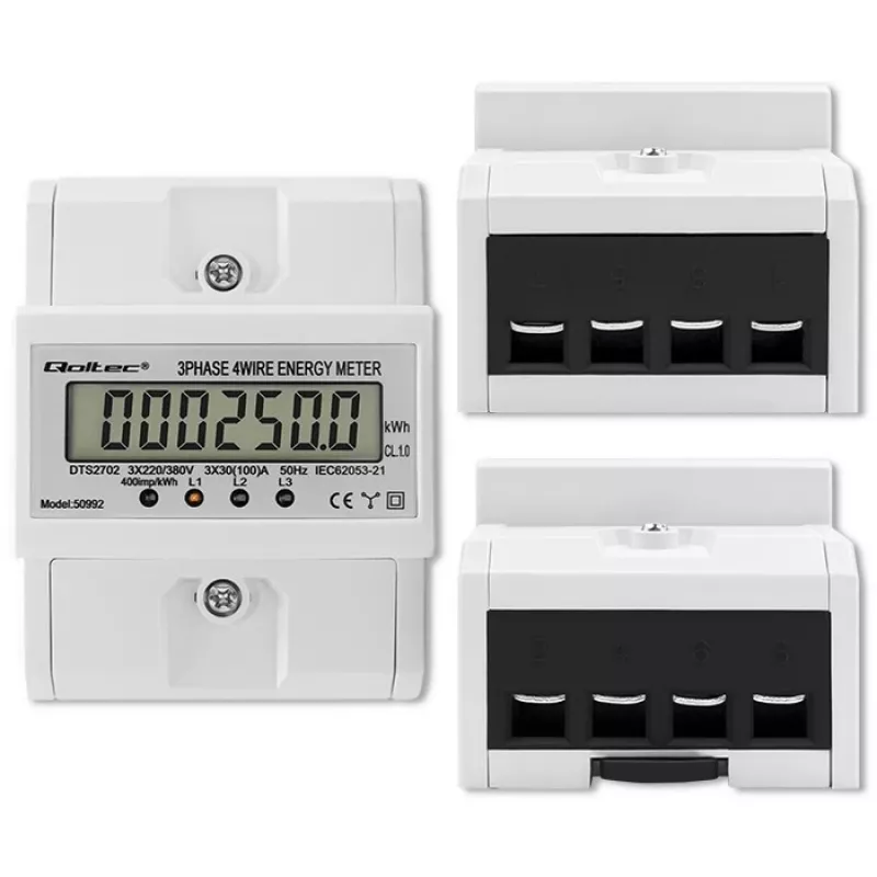 Trójfazowy licznik elektroniczny QOLTEC 50992 400V 100A
