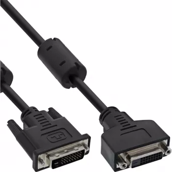 Kabel InLine DVI-D 24+1 M/F, Dual Link, 2 rdzenie ferrytowe, 3m