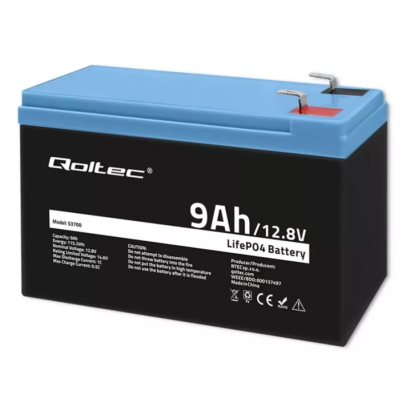 bateria LiFePO4 Lithium Iron Phosphate 12.8V 9Ah 115.2Wh