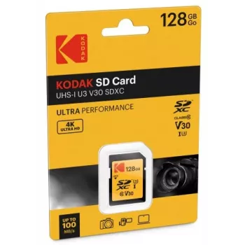 Kodak - Karta pamięci Flash - 128 GB - UHS Klasa 3 / Klasa 10 - 650x - SDXC UHS-I (EKMSD128GXC10HPRK)