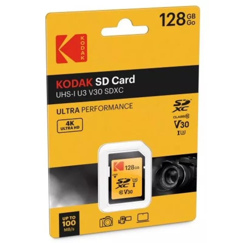 Kodak - Karta pamięci Flash - 128 GB - UHS Klasa 3 / Klasa 10 - 650x - SDXC UHS-I (EKMSD128GXC10HPRK)