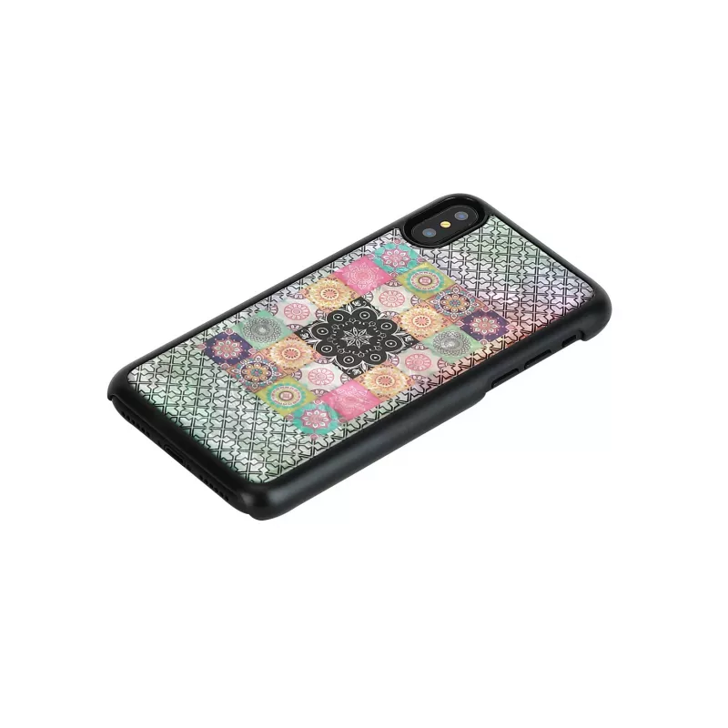 Etui na smartfona iKins do iPhone XS / XS S — wzór Flower Garden, czarne