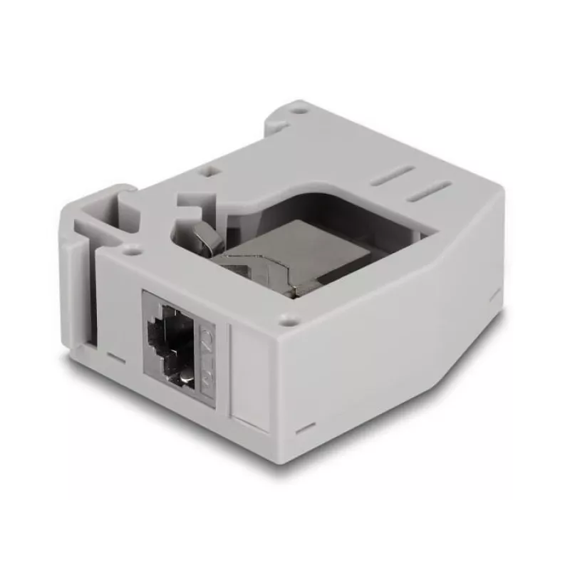 DeLOCK Adapter na szynę DIN Gniazdo RJ45 na gniazdo RJ45 Kat.6A Szary