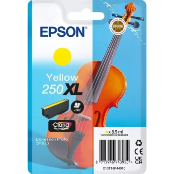 Epson 250XL Violin Claria Photo HD wysoka wydajność (XL) żółta oryginalna kaseta z tuszem, 1 szt., 8.9 ml