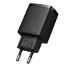 Wewnętrzna szybka ładowarka USB Baseus CCXJ-B01 — 2 porty (USB-C PD 20W + USB-A QC3.0 18W), 100–240 V, czarna