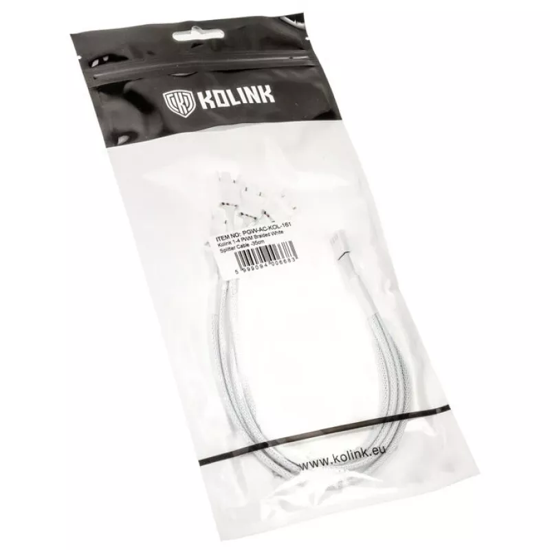 Kolink 1-4 PWM Lüfter Splitterkabel - 35cm, geflochten, weiß (PGW-AC-KOL-161)